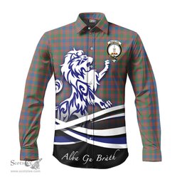 ScotsTee Shop Scottish MacIntyre Ancient Clan Crest Tartan Alba Gu Brath Regal Lion Emblem Long Sleeve Shirt