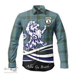 ScotsTee Shop Scottish MacInnes Ancient Clan Crest Tartan Alba Gu Brath Regal Lion Emblem Long Sleeve Shirt
