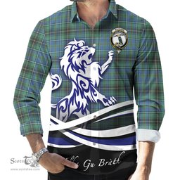 ScotsTee Shop Scottish MacInnes Ancient Clan Crest Tartan Alba Gu Brath Regal Lion Emblem Long Sleeve Shirt