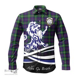 ScotsTee Shop Scottish Inglis Modern Clan Crest Tartan Alba Gu Brath Regal Lion Emblem Long Sleeve Shirt