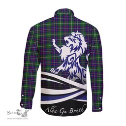 ScotsTee Shop Scottish Inglis Modern Clan Crest Tartan Alba Gu Brath Regal Lion Emblem Long Sleeve Shirt