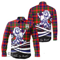 ScotsTee Shop Scottish Gow of Skeoch Clan Crest Tartan Alba Gu Brath Regal Lion Emblem Long Sleeve Shirt