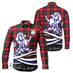 ScotsTee Shop Scottish Hopkirk Clan Crest Tartan Alba Gu Brath Regal Lion Emblem Long Sleeve Shirt