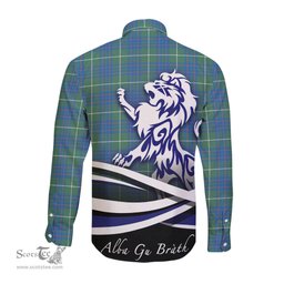 ScotsTee Shop Scottish MacIntyre Hunting Ancient Clan Crest Tartan Alba Gu Brath Regal Lion Emblem Long Sleeve Shirt