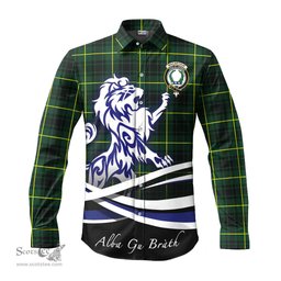 ScotsTee Shop Scottish MacArthur Modern Clan Crest Tartan Alba Gu Brath Regal Lion Emblem Long Sleeve Shirt