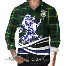ScotsTee Shop Scottish MacArthur Modern Clan Crest Tartan Alba Gu Brath Regal Lion Emblem Long Sleeve Shirt