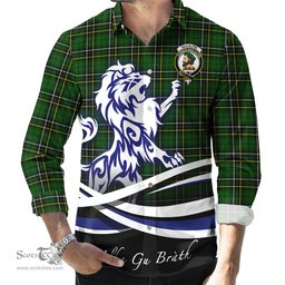 ScotsTee Shop Scottish MacAlpin Modern Clan Crest Tartan Alba Gu Brath Regal Lion Emblem Long Sleeve Shirt