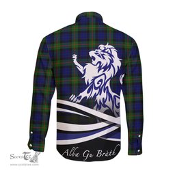 ScotsTee Shop Scottish Gunn Modern Clan Crest Tartan Alba Gu Brath Regal Lion Emblem Long Sleeve Shirt
