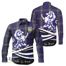 ScotsTee Shop Scottish Kinnaird Clan Crest Tartan Alba Gu Brath Regal Lion Emblem Long Sleeve Shirt