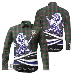 ScotsTee Shop Scottish MacFarlane Hunting Clan Crest Tartan Alba Gu Brath Regal Lion Emblem Long Sleeve Shirt