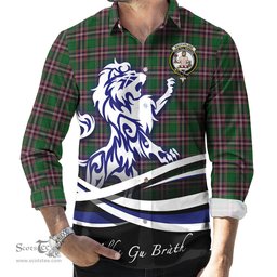 ScotsTee Shop Scottish MacFarlane Hunting Clan Crest Tartan Alba Gu Brath Regal Lion Emblem Long Sleeve Shirt