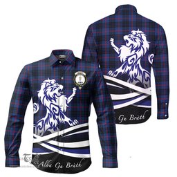 ScotsTee Shop Scottish MacKay Blue Modern Clan Crest Tartan Alba Gu Brath Regal Lion Emblem Long Sleeve Shirt