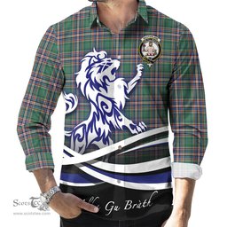 ScotsTee Shop Scottish MacFarlane Hunting Ancient Clan Crest Tartan Alba Gu Brath Regal Lion Emblem Long Sleeve Shirt
