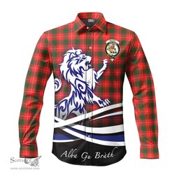 ScotsTee Shop Scottish MacFie Modern Clan Crest Tartan Alba Gu Brath Regal Lion Emblem Long Sleeve Shirt