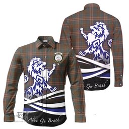 ScotsTee Shop Scottish Kennedy Weathered Clan Crest Tartan Alba Gu Brath Regal Lion Emblem Long Sleeve Shirt