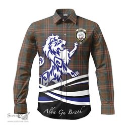 ScotsTee Shop Scottish Kennedy Weathered Clan Crest Tartan Alba Gu Brath Regal Lion Emblem Long Sleeve Shirt