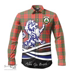 ScotsTee Shop Scottish Grant Ancient Clan Crest Tartan Alba Gu Brath Regal Lion Emblem Long Sleeve Shirt