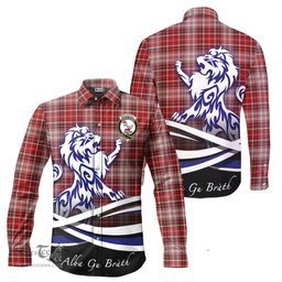 ScotsTee Shop Scottish MacDougall Dress Clan Crest Tartan Alba Gu Brath Regal Lion Emblem Long Sleeve Shirt
