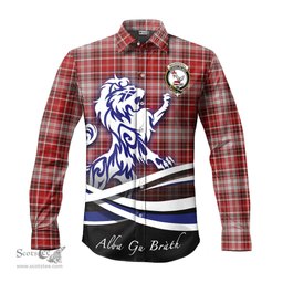 ScotsTee Shop Scottish MacDougall Dress Clan Crest Tartan Alba Gu Brath Regal Lion Emblem Long Sleeve Shirt