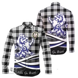 ScotsTee Shop Scottish MacFarlane Black White Clan Crest Tartan Alba Gu Brath Regal Lion Emblem Long Sleeve Shirt