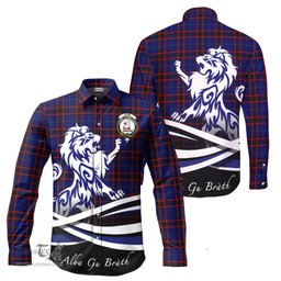 ScotsTee Shop Scottish Home Modern Clan Crest Tartan Alba Gu Brath Regal Lion Emblem Long Sleeve Shirt