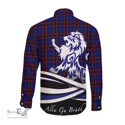 ScotsTee Shop Scottish Home Modern Clan Crest Tartan Alba Gu Brath Regal Lion Emblem Long Sleeve Shirt