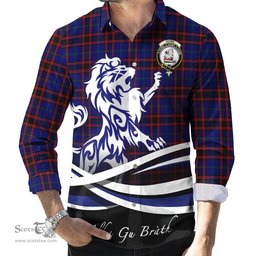 ScotsTee Shop Scottish Home Modern Clan Crest Tartan Alba Gu Brath Regal Lion Emblem Long Sleeve Shirt
