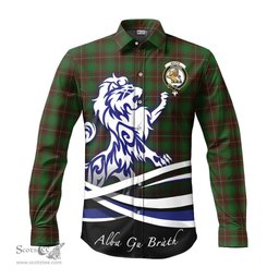 ScotsTee Shop Scottish MacFie Hunting Clan Crest Tartan Alba Gu Brath Regal Lion Emblem Long Sleeve Shirt