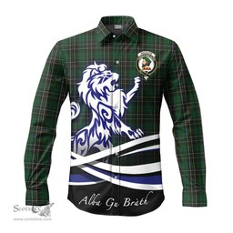 ScotsTee Shop Scottish MacAlpin Clan Crest Tartan Alba Gu Brath Regal Lion Emblem Long Sleeve Shirt