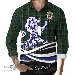 ScotsTee Shop Scottish MacAlpin Clan Crest Tartan Alba Gu Brath Regal Lion Emblem Long Sleeve Shirt