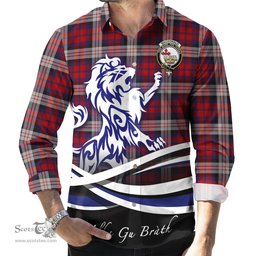 ScotsTee Shop Scottish MacDonald Dress Irish Clan Crest Tartan Alba Gu Brath Regal Lion Emblem Long Sleeve Shirt