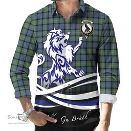 ScotsTee Shop Scottish MacDonell of Glengarry Ancient Clan Crest Tartan Alba Gu Brath Regal Lion Emblem Long Sleeve Shirt