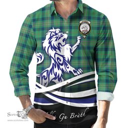 ScotsTee Shop Scottish Kennedy Ancient Clan Crest Tartan Alba Gu Brath Regal Lion Emblem Long Sleeve Shirt