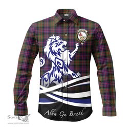 ScotsTee Shop Scottish MacDonald Modern Clan Crest Tartan Alba Gu Brath Regal Lion Emblem Long Sleeve Shirt
