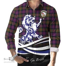 ScotsTee Shop Scottish MacDonald Modern Clan Crest Tartan Alba Gu Brath Regal Lion Emblem Long Sleeve Shirt