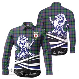 ScotsTee Shop Scottish Logan Ancient Clan Crest Tartan Alba Gu Brath Regal Lion Emblem Long Sleeve Shirt