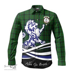 ScotsTee Shop Scottish Kincaid Clan Crest Tartan Alba Gu Brath Regal Lion Emblem Long Sleeve Shirt