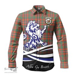 ScotsTee Shop Scottish MacKinnon Ancient Clan Crest Tartan Alba Gu Brath Regal Lion Emblem Long Sleeve Shirt
