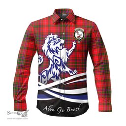 ScotsTee Shop Scottish MacDougall Modern Clan Crest Tartan Alba Gu Brath Regal Lion Emblem Long Sleeve Shirt