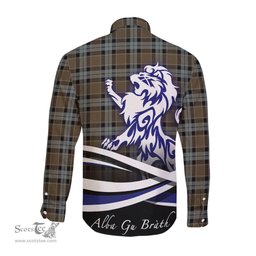 ScotsTee Shop Scottish Graham of Menteith Weathered Clan Crest Tartan Alba Gu Brath Regal Lion Emblem Long Sleeve Shirt