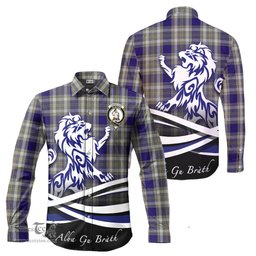 ScotsTee Shop Scottish Livingston Dress Clan Crest Tartan Alba Gu Brath Regal Lion Emblem Long Sleeve Shirt