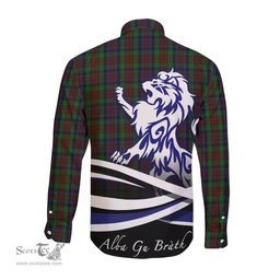 ScotsTee Shop Scottish MacDuff Hunting Clan Crest Tartan Alba Gu Brath Regal Lion Emblem Long Sleeve Shirt