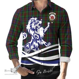 ScotsTee Shop Scottish MacDuff Hunting Clan Crest Tartan Alba Gu Brath Regal Lion Emblem Long Sleeve Shirt