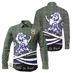 ScotsTee Shop Scottish Kelly Dress Clan Crest Tartan Alba Gu Brath Regal Lion Emblem Long Sleeve Shirt