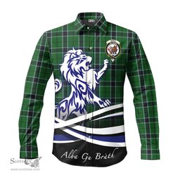 ScotsTee Shop Scottish Innes Hunting Clan Crest Tartan Alba Gu Brath Regal Lion Emblem Long Sleeve Shirt
