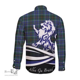 ScotsTee Shop Scottish MacInnes Modern Clan Crest Tartan Alba Gu Brath Regal Lion Emblem Long Sleeve Shirt