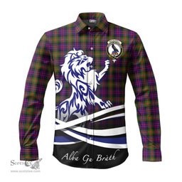 ScotsTee Shop Scottish MacDonell of Glengarry Modern Clan Crest Tartan Alba Gu Brath Regal Lion Emblem Long Sleeve Shirt