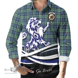 ScotsTee Shop Scottish Leslie Hunting Ancient Clan Crest Tartan Alba Gu Brath Regal Lion Emblem Long Sleeve Shirt