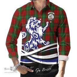 ScotsTee Shop Scottish Lennox Clan Crest Tartan Alba Gu Brath Regal Lion Emblem Long Sleeve Shirt