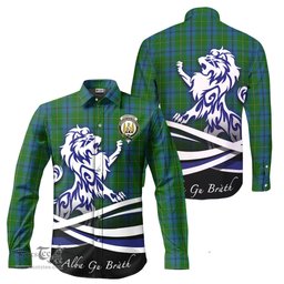 ScotsTee Shop Scottish Johnstone-Johnston Clan Crest Tartan Alba Gu Brath Regal Lion Emblem Long Sleeve Shirt